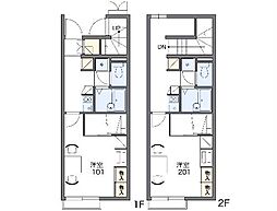 レオパレスさくらい2 1Kの間取図画像