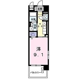 近鉄名古屋線 新正駅 徒歩1分の賃貸マンション 3階1Kの間取り