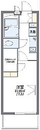 レオパレス苺 2階1Kの間取り