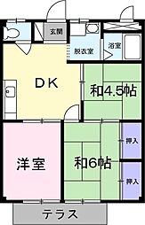 四日市あすなろう 西日野駅 徒歩12分の賃貸アパート 1階3DKの間取り