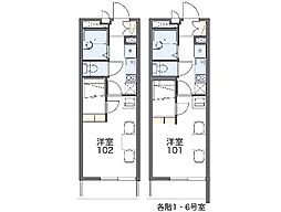 レオパレスゆき2 1Kの間取図画像