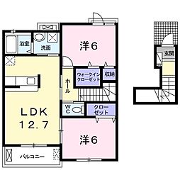 ジュテーム 2LDKの間取図画像