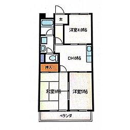 マンションギャラクシー 3DKの間取図画像