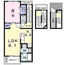ニノブリーゼ 3階1LDKの間取り