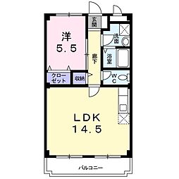 ラ・ヴィータ白子 1LDKの間取図画像