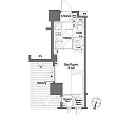 京王線 笹塚駅 徒歩5分の賃貸マンション 7階1Kの間取り