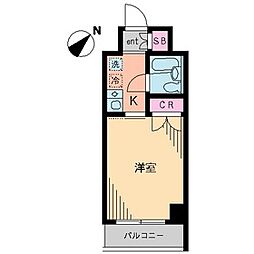 ポルタオーレア 3階1Kの間取り