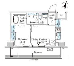 パークアクシス馬込レジデンス 1階1DKの間取り