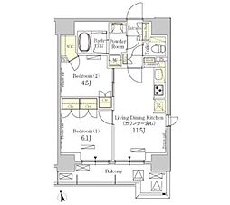 パークアクシス秋葉原Ｅａｓｔ 11階2LDKの間取り