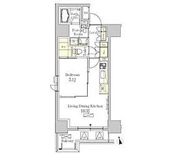 パークアクシス秋葉原Ｅａｓｔ 4階1LDKの間取り