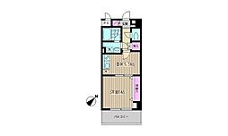 フォーチュンプレイス 1DKの間取図画像