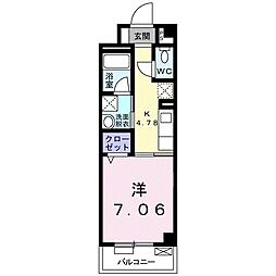 インテレクト 1階1Kの間取り