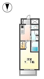 プリオール椿PartII 4階1Kの間取り