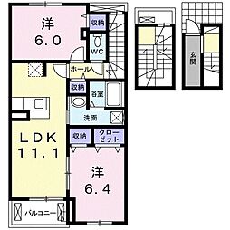 カーサF 2LDKの間取図画像