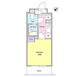 ＮＴＰＲレジデンス大井町 4階1Kの間取り