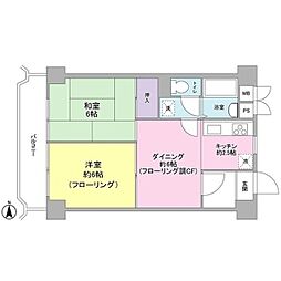 西武池袋線 椎名町駅 徒歩7分の賃貸マンション 9階2DKの間取り