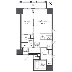 コンフォリア台東根岸 5階1LDKの間取り