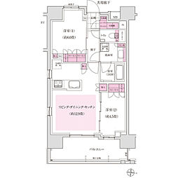 東京メトロ東西線 木場駅 徒歩7分の賃貸マンション 7階2LDKの間取り