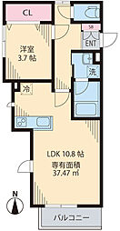 プチハウス大久保 1LDKの間取図画像