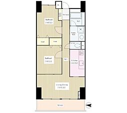 アビタシオン大島 3階2LDKの間取り