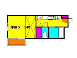 メゾンＳＡＭ 3階1Kの間取り