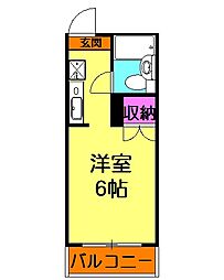 フラワーマンション 1階ワンルームの間取り