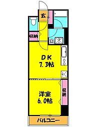 クレドラテース白河 1DKの間取図画像