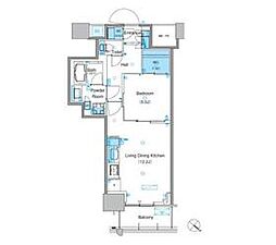 パークアクシス豊洲キャナル 9階1LDKの間取り