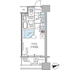 東京メトロ半蔵門線 神保町駅 徒歩11分の賃貸マンション 12階ワンルームの間取り