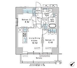 パークアクシス西巣鴨 2LDKの間取図画像