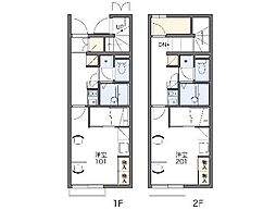 レオパレスエトワール 2階1Kの間取り