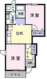 グレイスコート2 2DKの間取図画像
