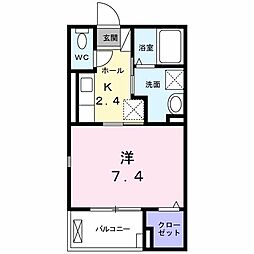 アップル 1Kの間取図画像