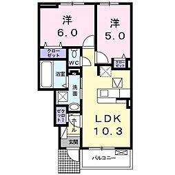 カーサアリエッタ 2LDKの間取図画像