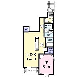 ジュネス1 1LDKの間取図画像