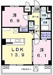 ベルベルデ　レジデンス 3階2LDKの間取り