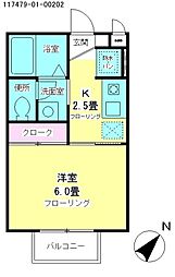 デザインコート 2階1Kの間取り