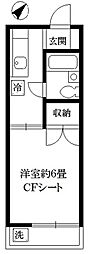 アーバンハイム花 1Kの間取図画像