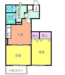 ソフィア壱番館C 2DKの間取図画像
