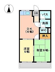 コーポ光 2DKの間取図画像
