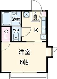 エトワールかすみ 2階1Kの間取り