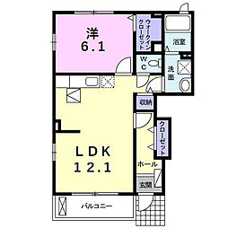セレーノI 1階1LDKの間取り