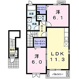 サンフィオーレ　Ｂ 2階2LDKの間取り