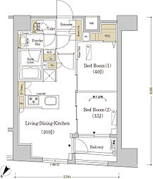 アーバネックス日本橋水天宮 903 9階2LDKの間取り