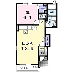 サンフィオーレ　Ａ 1階1LDKの間取り
