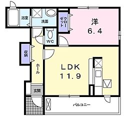 ヒルズ 1階1LDKの間取り