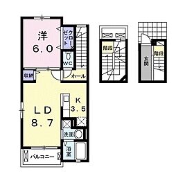 シャルマン・花みずき3B 1LDKの間取図画像