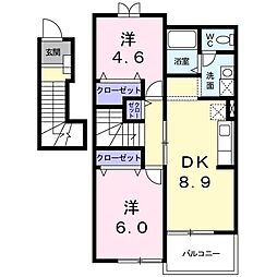 ベルハイツ 2DKの間取図画像