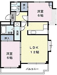 ベルエアー稲和 2LDKの間取図画像