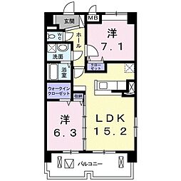 イーストアヴェニュー 2LDKの間取図画像